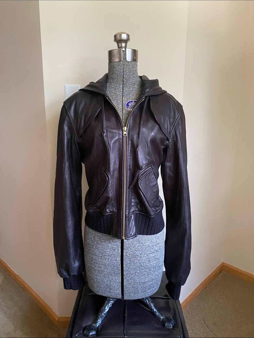 Mike & Chris Black Leather Jacket with Hood
